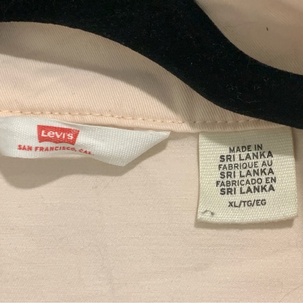 Levi's | Soft Pink Button Up Utility Romper Tie Waist | Sz XL - Picture 4 of 13